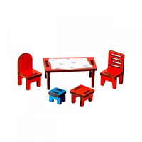 Kinderboeken Pippi Longstocking wooden furniture set dollhouse accessories