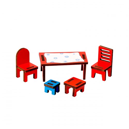 Kinderboeken Pippi Longstocking wooden furniture set dollhouse accessories