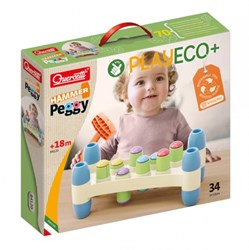 Quercetti educational hammer bench toy Eco+ Peggy 34 pieces
