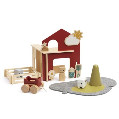 Micki wooden farm playset - farm play world 21 pieces