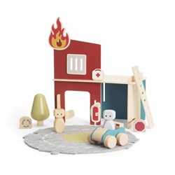 Micki wooden fire brigade set - educational toy fire station 19-piece