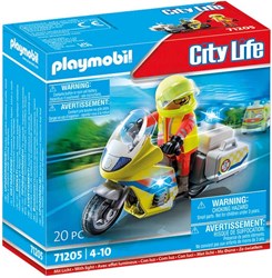 Playmobil City Life emergency motorcycle toy with flashing light 71205