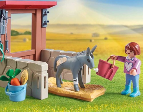 Playmobil farm vet playset with donkeys - animal toys-3