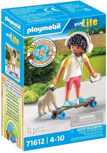 Playmobil play figure boy with dog - city life toy set