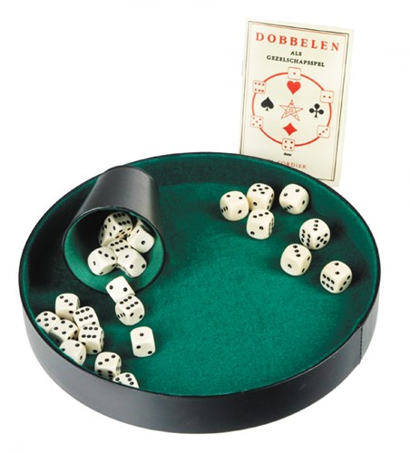 Pokerpiste dice tray plastic and fabric green felt 26 cm-2