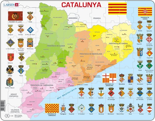 Larsen puzzle - Political map of Catalonia - educational toy - 70 pieces