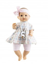 Paola Reina doll Sonia checked with mechanism 36cm - baby doll pink