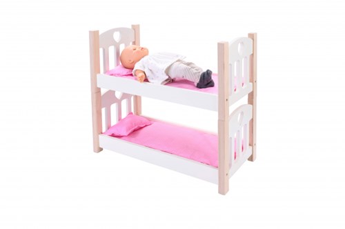 Angel Sports doll bunk bed wood pink white - doll bed toy-3