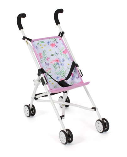 Bayer Chic Poppenbuggy Roma (bloemen wit/roze)