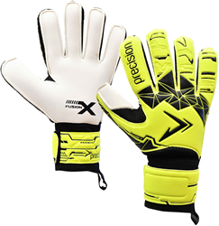 Precision goalkeeper gloves Fusion X Flat Cut Essential Fluo Yellow/Black 10 football