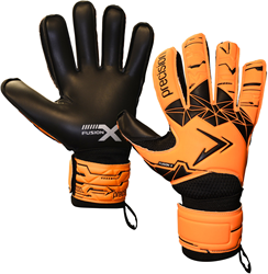 Precision Goalkeeper Gloves Fusion X Flat Cut Fluo Orange Black Size 9 Football