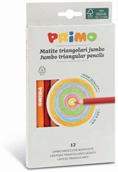 Primo jumbo colored pencils 12 pieces triangular ergonomic in box
