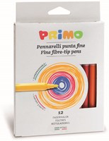 Primo felt tip pens - 12 washable colours fine 2.5mm for kids