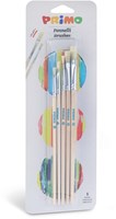 Primo brush set - flat pony hair brushes for kids 5-piece