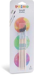 Primo brush set - round pony hair brushes for kids - 5 pieces painting