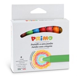Primo jumbo wax crayons - 8 colours round in box - eco-friendly
