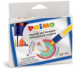 Primo erasable wax crayons with grip - 8 color set in box