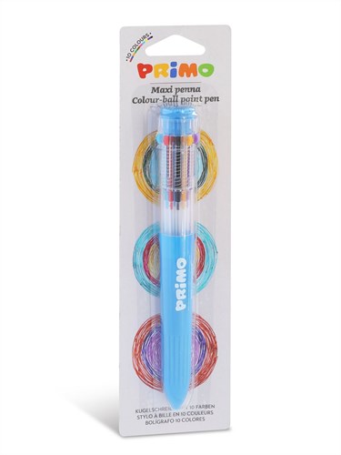 Primo pen 10 colors ballpoint multicolor yellow blue pink kids-2