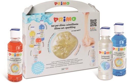 Primo PRIMO - Set slijm met 3 gekleurde lijm, 1 activator, 1 parel