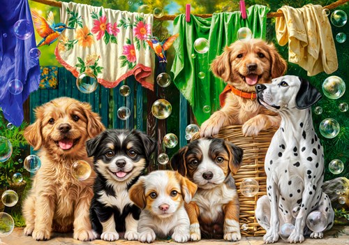 Castorland puzzle animals 500 pieces puppies laundry birds