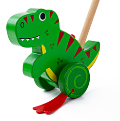 BigJigs wooden push along T-Rex dinosaur toy for toddlers
