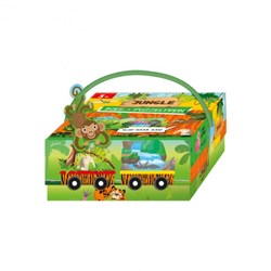 Lantaarn puzzle book Jungle train - colourful cardboard puzzle set