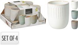 Excellent Houseware ceramic beaker set 300ml - 4 pieces - multicolour