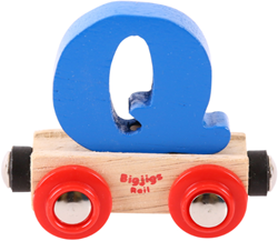 BigJigs wooden train letter Q - colorful name train letter for kids