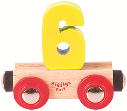 BigJigs wooden train wagon number 6 - colourful toy for kids