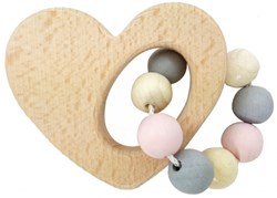 Hess rattle heart baby toy natural pink plastic