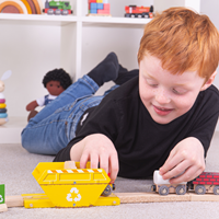 BigJigs train accessory recycling container - wooden toy for train sets-3