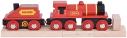 BigJigs wooden locomotive with wagon - red - toy train