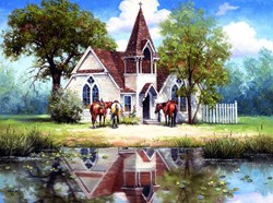 SunsOut puzzle village church reflection - 1000 piece jigsaw