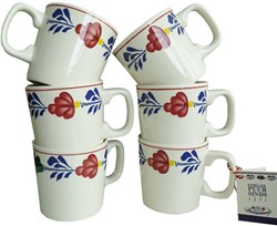 Boerenbont mug set ceramic floral pattern 6 pieces Roeland