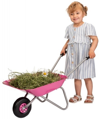 Rolly Toys kids wheelbarrow metal pink - garden toy for children-2