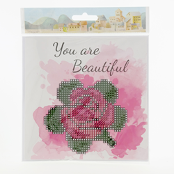 Wizardi Diamond Painting greeting card Rose - creative craft kit
