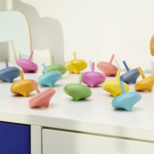 TickiT wooden toy rainbow spinning tops set - educational play-2