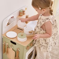 PolarB wooden play kitchen - kids kitchen set multicolor-3