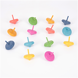 TickiT wooden toy rainbow spinning tops set - educational play-3