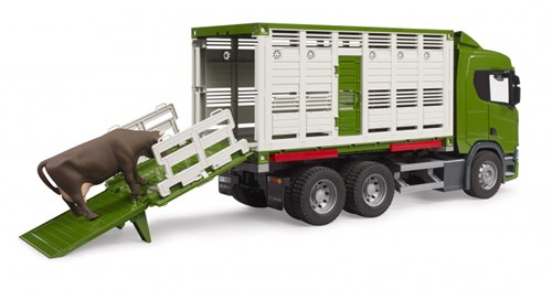 Bruder Scania R-series livestock transport toy truck with animal-2