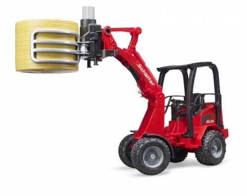 Bruder compact loader toy - Schaffer with bale grabber-3