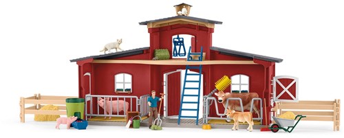 Schleich farm toy Farm World red barn with animals and accessories-2