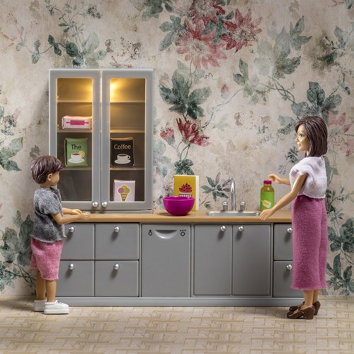 Lundby dollhouse kitchen - Kitchen with dishwasher and accessories-2