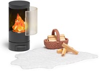 Lundby dollhouse fireplace - miniature living room accessory LED
