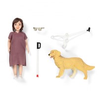 Lundby dollhouse play figure woman with assistance dog - toy set-2