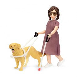 Lundby dollhouse play figure woman with assistance dog - toy set