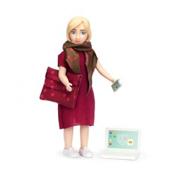 Lundby dollhouse doll woman with laptop - play figure accessory set