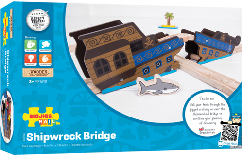 BigJigs wooden railway Shipwreck Bridge pirate accessory-3
