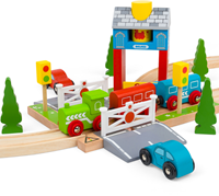 BigJigs wooden signal box for train set - 3-piece set-3