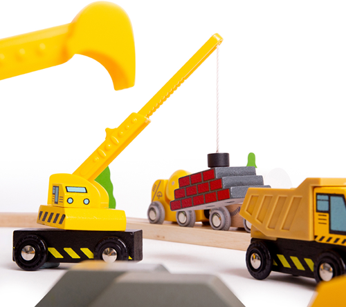 BigJigs wooden construction vehicles - toy set - 5 pieces-3